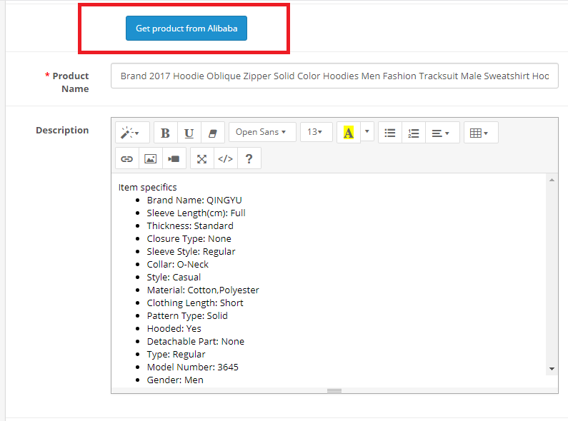 Get Product Data From Alibaba.com To OpenCart Store screenshot 3