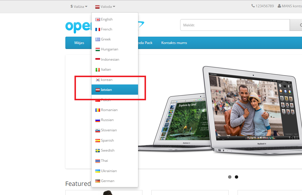 Latvian Language Pack for OpenCart - Complete Pack screenshot 3