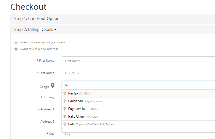 Google Address On Checkout & Register Page For OpenCart screenshot 2
