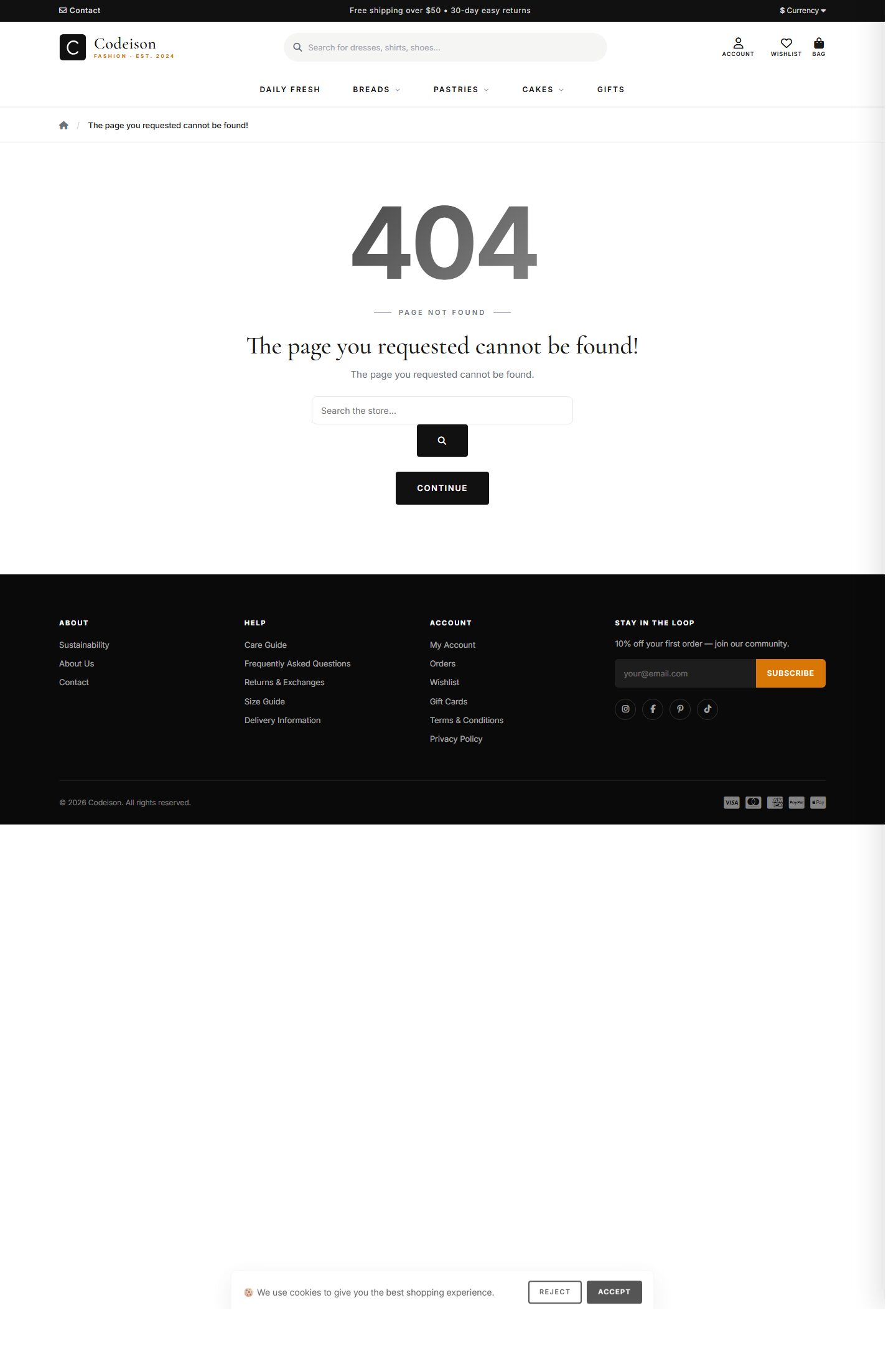 Food Storefront Theme - Bakery Artisan/Classic for OpenCart 4 screenshot 3