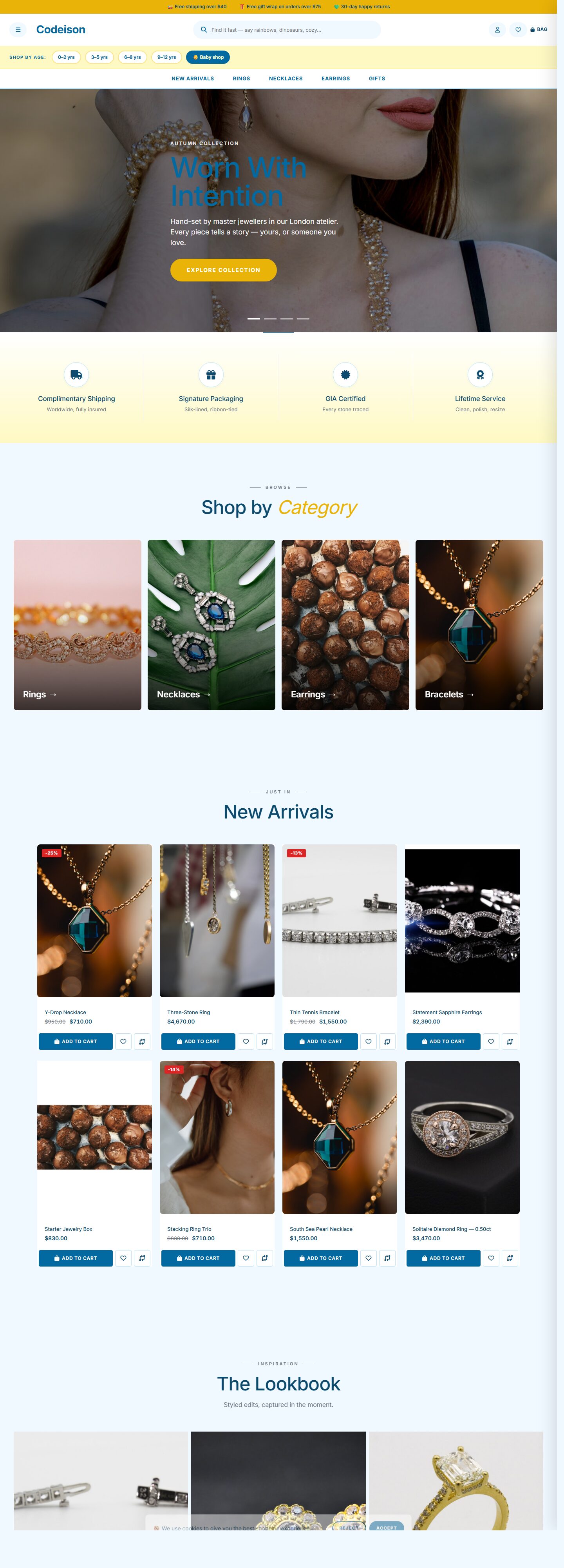 OpenCart 4 Jewelry Template - Jewelry Luxe with Bright Header