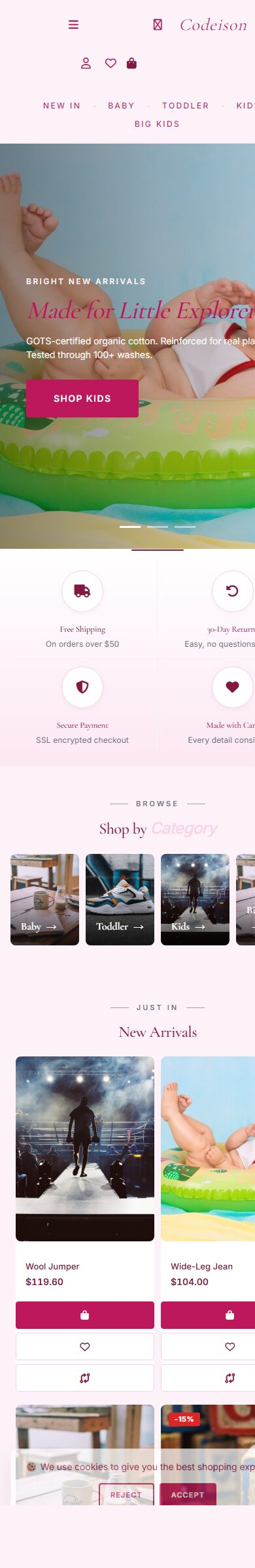 Kidswear Boutique OpenCart Theme | Kidswear Bright Soft Design screenshot 6