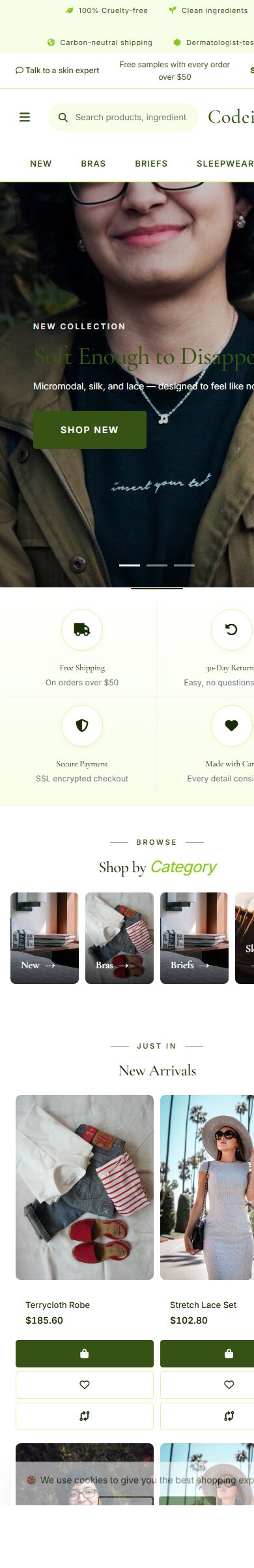OpenCart 4 Theme for Lingerie: Lingerie Soft Pack, Clean Header screenshot 6