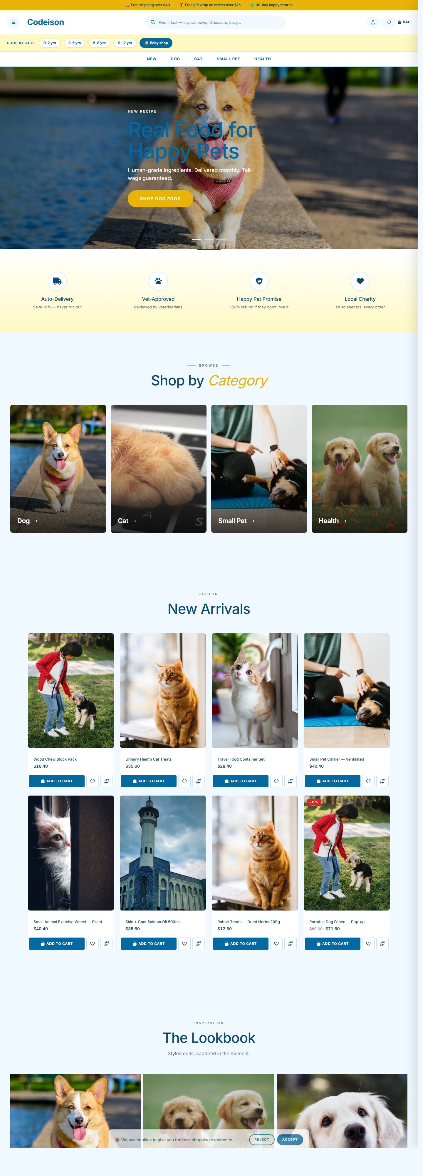 OpenCart 4 Pet Template - Pet Supply with Bright Header