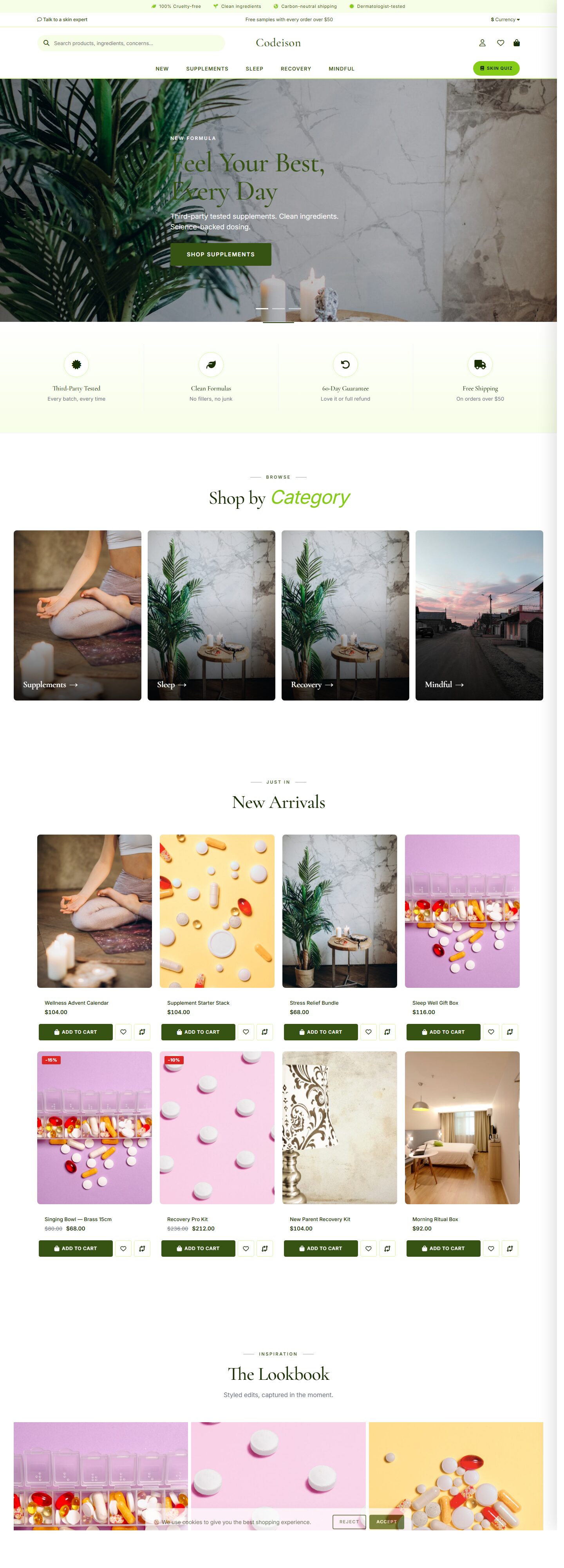 OpenCart 4 Theme for Wellness: Wellness Minimal Pack, Clean Header